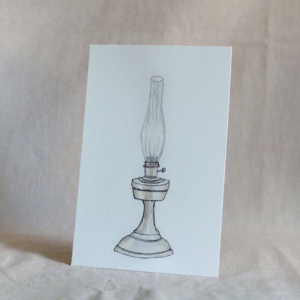 Original Watercolour Illustration "Kerosene Lamp"